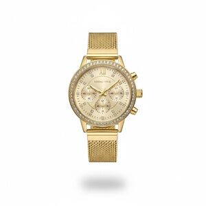 Kendall & Kylie Women's Gold Chronograph Mesh Watch with Crystal Accent